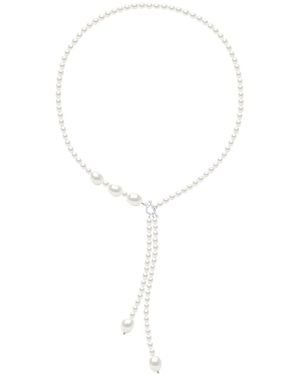 Ateliers Saint Germain Necklace Tie Of Real Cultured Freshwater Pearls Grain Of Rice 5 Mm And Baroque 11 Mm - Metallic