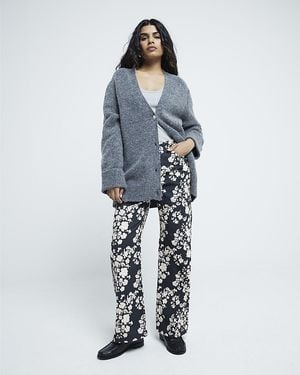 River Island Relaxed Straight Floral Jeans - Blue