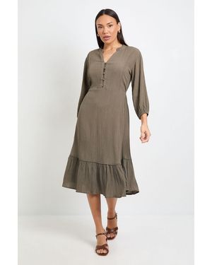 Wallis Cheesecloth Button Midi Dress - Natural