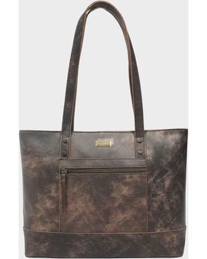 Assots London Millie' Real Leather Designer Tote Work Bag - Brown