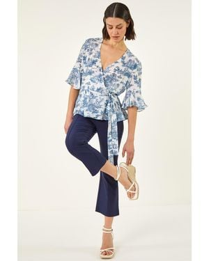 Roman Seam Detail Cropped Trouser - Blue