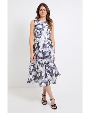 Wallis Floral Burnout Sleeveless Midi Dress - White