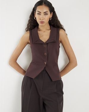 River Island Waistcoat Sleeveless Lapel - Purple