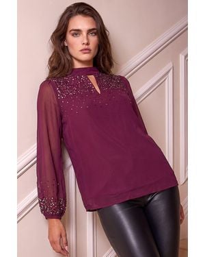 Roman Petite Beaded Keyhole Top - Purple