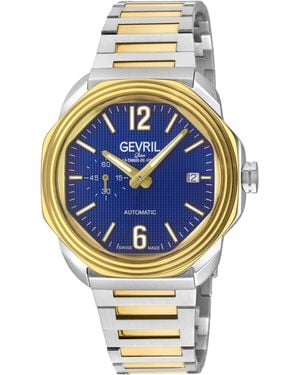 Gevril Roosevelt Swiss Made Automatic, Sa110 Checker Pattern Dial, Stainless Steel Yg Watch - Grey
