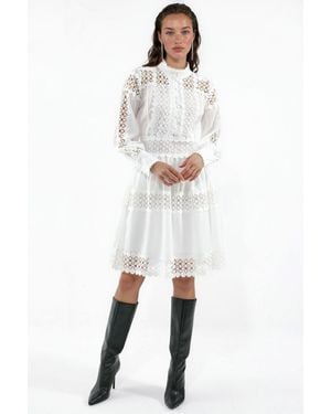 Msn-Collection Lace A-Line Mini Dress - Blue