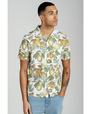 Tokyo Laundry Cotton Poplin Button-Up Shirt With Citrus Fruit Print - White