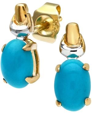 DIAMANT L'ÉTERNEL 9ct Geel- En Witgouden Oorbellen Met Turquoise Geboortestenen - Blauw
