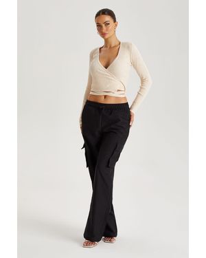 Urban Bliss Oatmeal Ballet Wrap Crop Cardi - White
