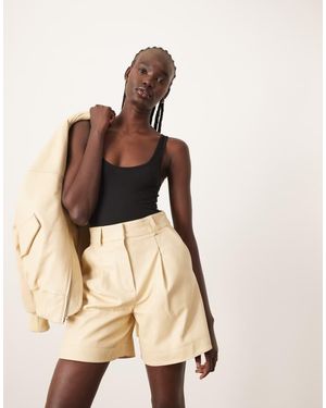 ARRANGE Premium Leather City Shorts Co-Ord - Natural