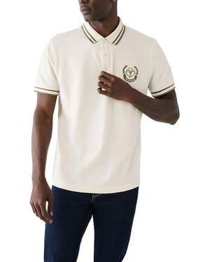 True Religion Polo Shirt Laurel Buddah Face Pique Tee - White