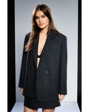 Runway 1.8.1.8 Wool Mix Double Breasted Blazer - Black