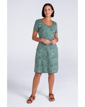 Mountain Warehouse Orchid Patterned Uv Summer Dress With Side Pockets Holiday Beach Cotton - Green