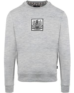 Aquascutum Crew Neck Ribbed Collar Long Sleeve Sweatshirt - Grey
