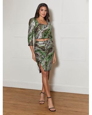 Chi Chi London Sequin Midi Skirt - Green