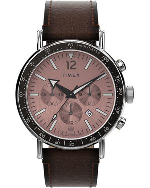 Timex Standard Chrono Watch Tw2W47300 Leather - Black