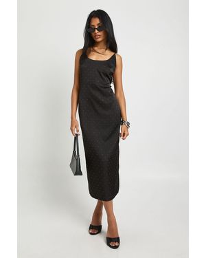 Boohoo Satin Diamante Midaxi Slip Dress - Black