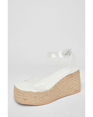 Quiz Clear Strap Wedges - Natural