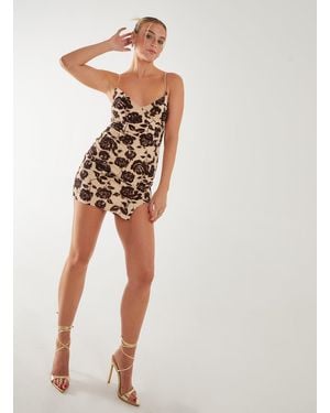 Pink Vanilla Flock Floral Strappy Mini Dress - White