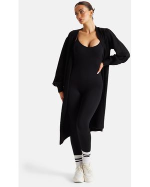 Urban Bliss Ribbed Midi Cardigan - Black