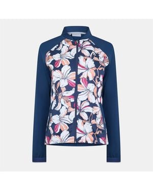 Head Solid Patterned Full Zipper Left Chest Logo Track Jacket - Blue