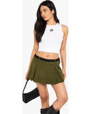 Boohoo Contrast Waistband Box Pleat Skort - Green