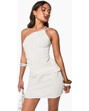 Boohoo Linen Look Mini Skirt - White