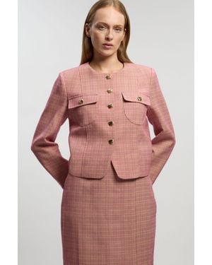 Karen Millen Tailored Check Cropped Jacket - Pink