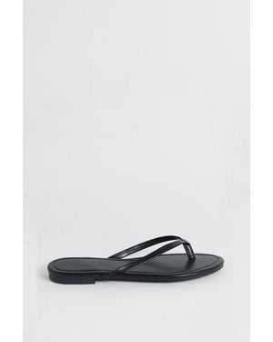 Oasis Jodie Faux Leather Flip Flops - Black