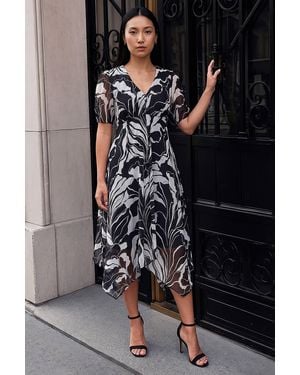 Roman Abstract Hanky Hem Dress - Black