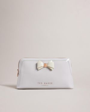 Ted Baker Abbie Curved Bow Large Washbag, Material_Patent_Leather - White