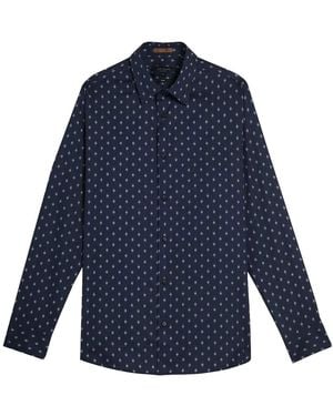 Ted Baker Area Geometric Print Shirt Cotton - Blue