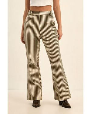 Nasty Gal Tailored Pinstripe Straight Leg Cotton Twill Trouser - Natural