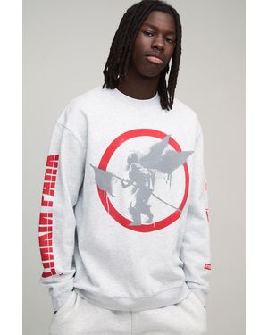 BoohooMAN Oversized Linkin Park License Printed Sweatshirt - White