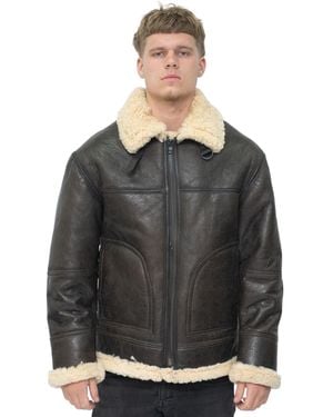 Infinity Leather B3 Shearling Sheepskin Aviator Jacket-Gloucester - Black