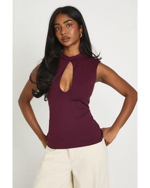 Boohoo Premium Stretch Contour Keyhole Corset Top - Purple