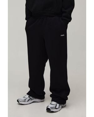 BoohooMAN Straight Fit Dot Embroidered Jogger - Black