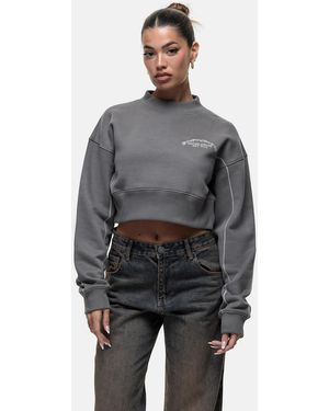 Good For Nothing Cropped Sweatshirt - Grey