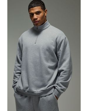 BoohooMAN Active Premium 400Gsm Oversized 1/4 Zip - Grey