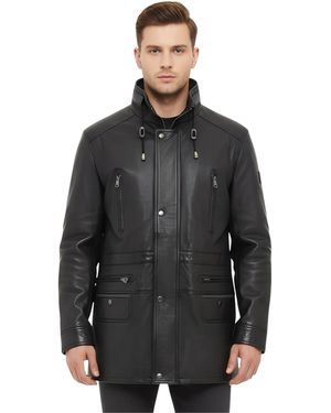 Infinity Leather Soft Italian Parka Coat-Gatton Lamb Leather - Black