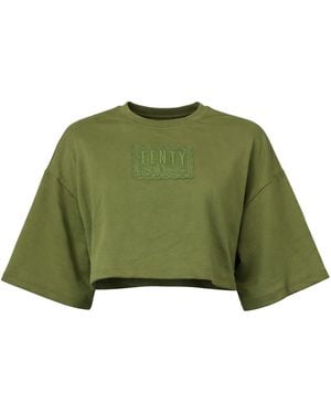 PUMA X Rihanna Fenty Crew Neck Crop Top Cotton - Green