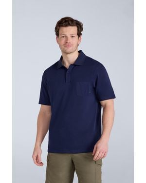 Mountain Warehouse 'Icon' Pique Polo Shirt Breathable Casual T-Shirt Fabric - Blue