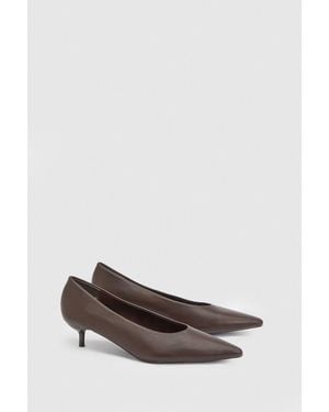 Wallis Hannah Faux Leather Pointed Kitten Heel Court Shoes - Brown