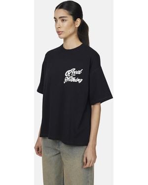 Good For Nothing Oversized Puff Print T-Shirt - Blue