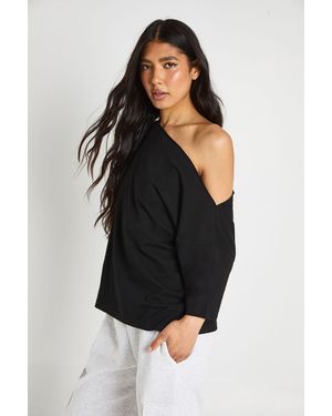 Boohoo Tall Off The Shoulder Oversized T-Shirt - Black