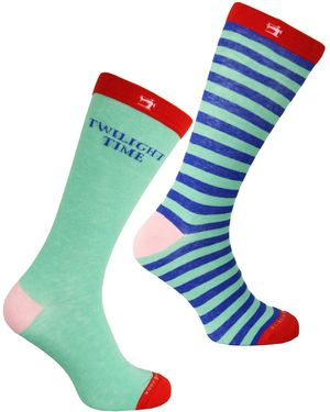 Scotch & Soda 2-pack Printed Long Green Blue S Socks 142793 0218