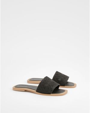 Boohoo Embroidered Detail Mule Sandals - Black