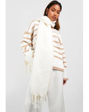 Boohoo Chunky Tassel Scarf - White