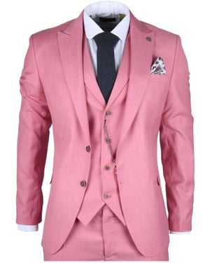 TruClothing 3 Piece Tailored Fit Party Suit Race Day - Pink