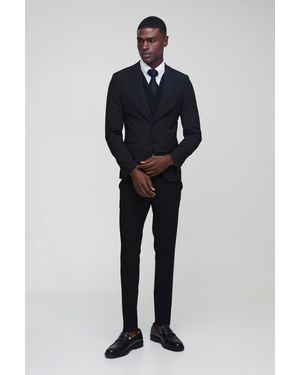 BoohooMAN Super Skinny Single Breasted Blazer - Blue